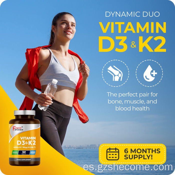 Vitamind3 K2 para absorción de calcio múltiples tabletas vitaminas